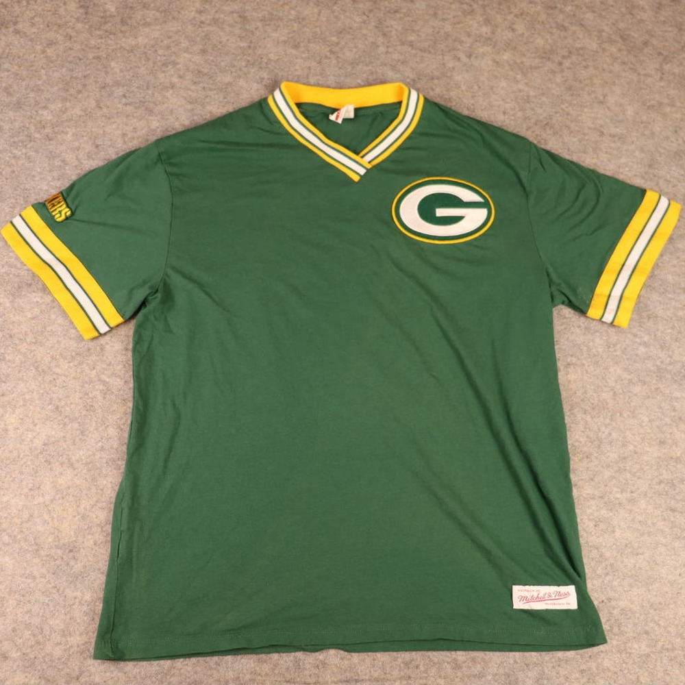 Mitchell & Ness Green Bay Packers Collared Throwback Shirt Men's Size Large